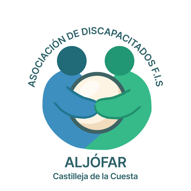 Propuesta de logotipo de la Asociación Aljófar: dos personas abrazando una perla